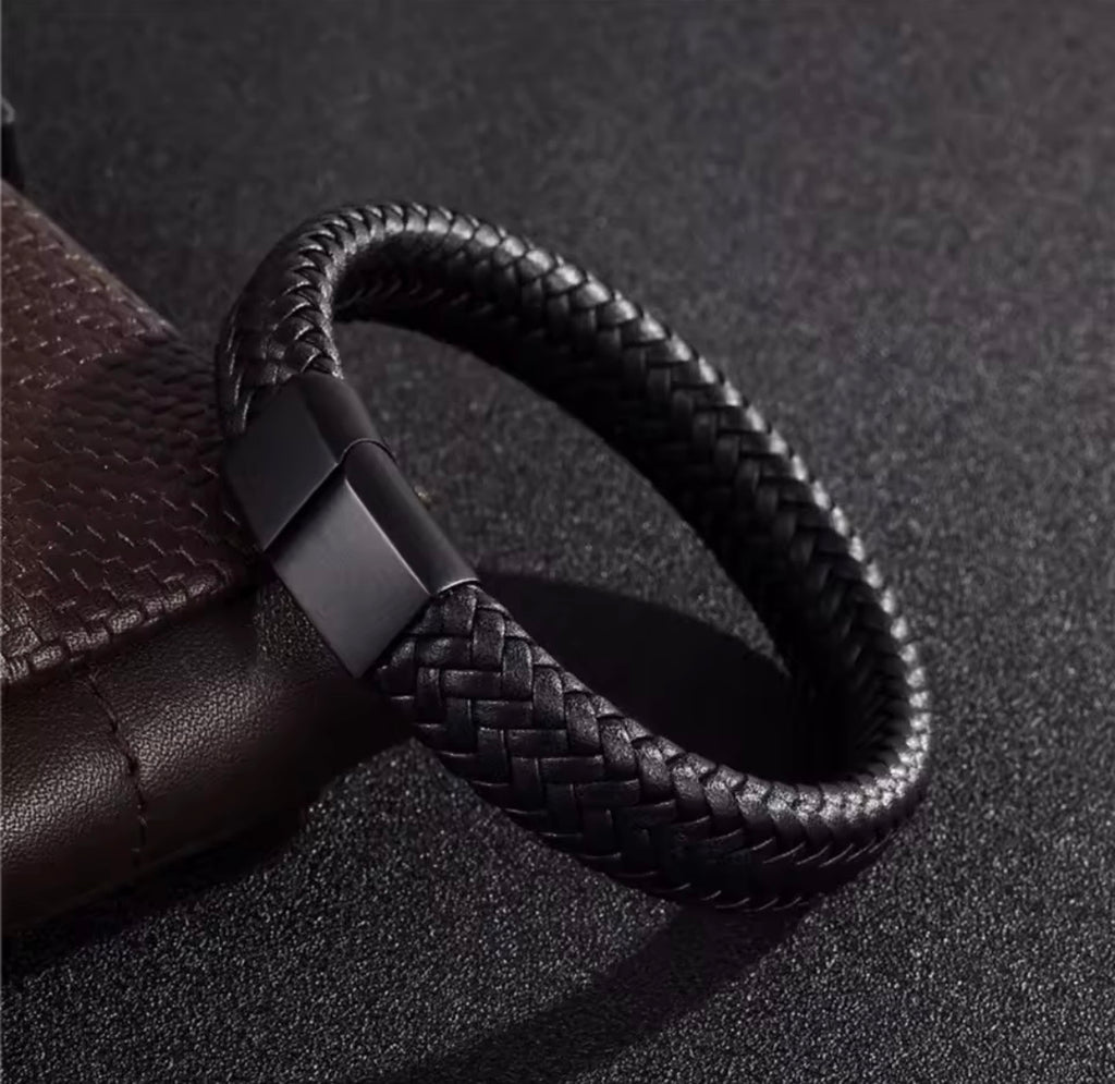 Valentine’s Gift for Him – Men’s Leather Bracelet with Love Message