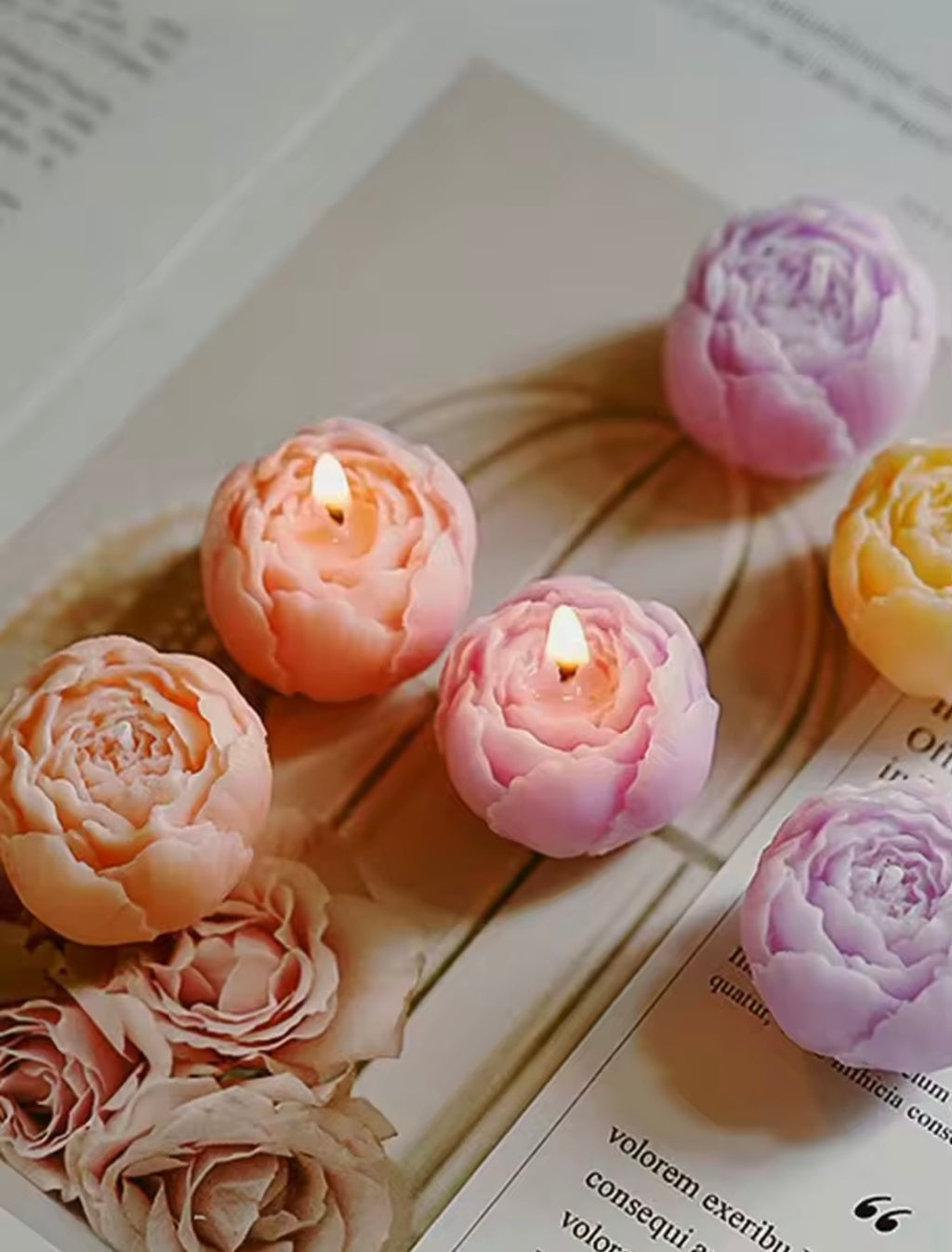 Handcrafted Rose Scented Candle Set (4pcs)