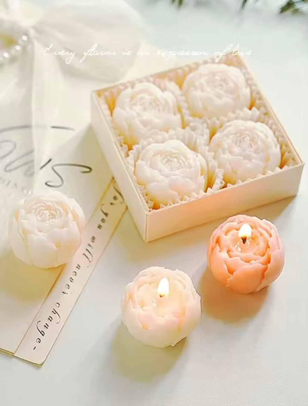 Handcrafted Rose Scented Candle Set (4pcs)