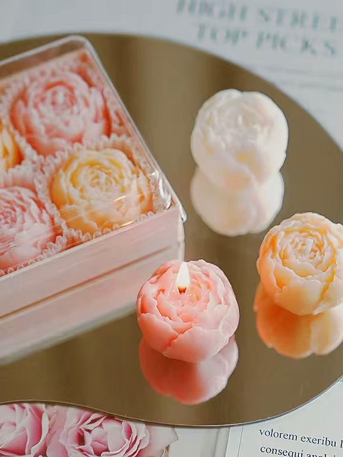 Handcrafted Rose Scented Candle Set (4pcs)