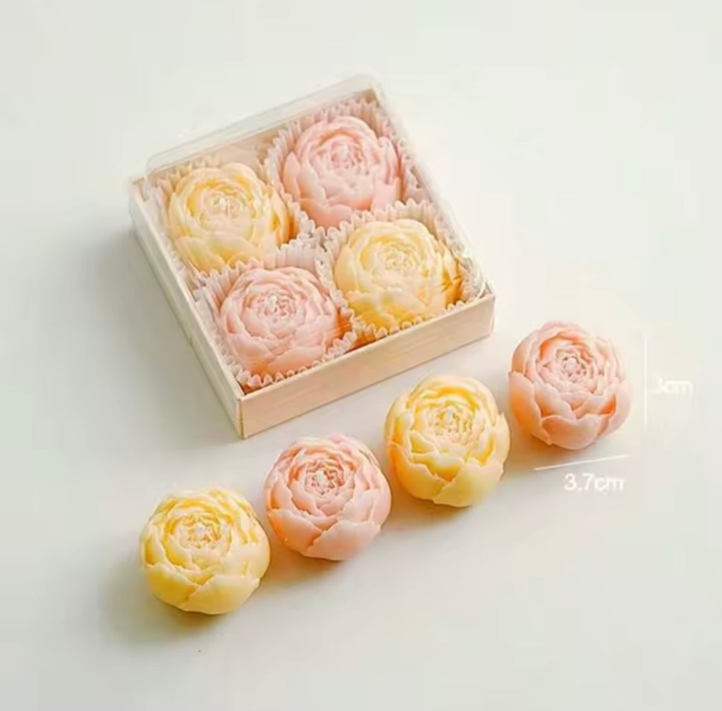 Handcrafted Rose Scented Candle Set (4pcs)